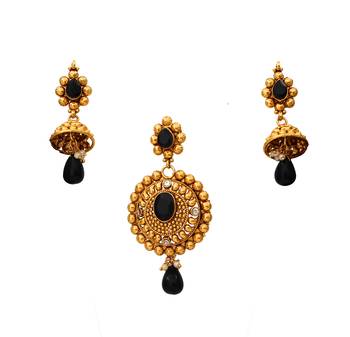 Black gold plated antique gold Copper   Pendant  pair of Earrings 1