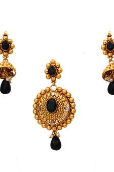 Black gold plated antique gold Copper   Pendant  pair of Earrings