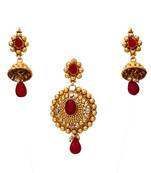 Red gold plated antique gold Copper   Pendant  pair of Earrings