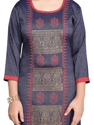 Blue printed cotton girls kurtis and bottom 5