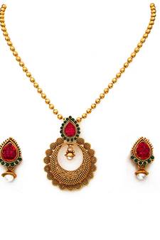 Multicolor gold plated antique gold Copper   Pendant  pair of Earrings