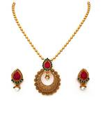 Multicolor gold plated antique gold Copper   Pendant  pair of Earrings