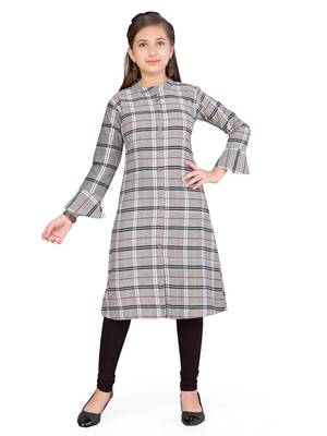 Grey plain cotton girls kurtis and bottom 1