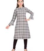 Grey plain cotton girls kurtis and bottom