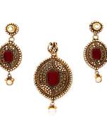 Red gold plated antique gold Copper   Pendant  pair of Earrings