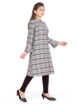 Grey plain cotton girls kurtis and bottom 3
