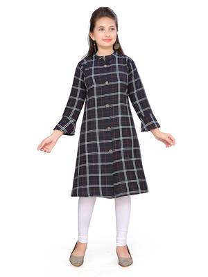 Black printed cotton girls kurtis and bottom 1