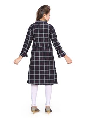 Black printed cotton girls kurtis and bottom 4
