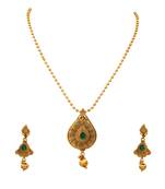 Green gold plated antique gold Copper   Pendant  pair of Earrings