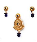 Blue gold plated antique gold Copper   Pendant  pair of Earrings