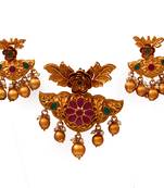 Multicolor gold plated antique gold Copper   Pendant  pair of Earrings