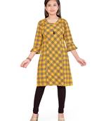 Yellow plain cotton girls kurtis and bottom