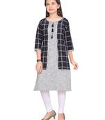 Blue plain cotton girls kurtis and bottom