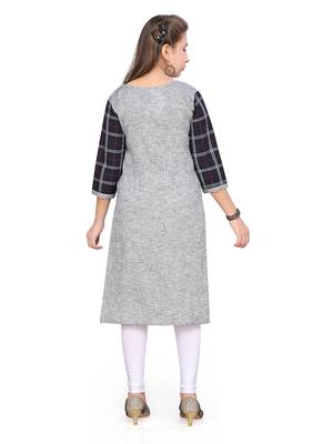 Blue plain cotton girls kurtis and bottom 4