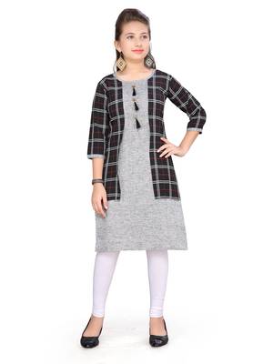 Black plain cotton girls kurtis and bottom 1
