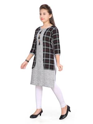 Black plain cotton girls kurtis and bottom 2