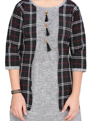 Black plain cotton girls kurtis and bottom 5