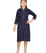 Blue plain cotton girls kurtis and bottom