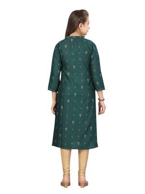 Green plain cotton girls kurtis and bottom 4
