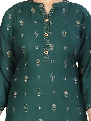 Green plain cotton girls kurtis and bottom 5