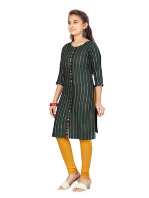 Green embroidered cotton girls kurtis and bottom 3