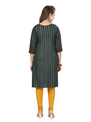 Green embroidered cotton girls kurtis and bottom 4