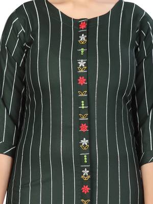 Green embroidered cotton girls kurtis and bottom 5