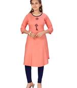 Orange plain cotton girls kurtis and bottom