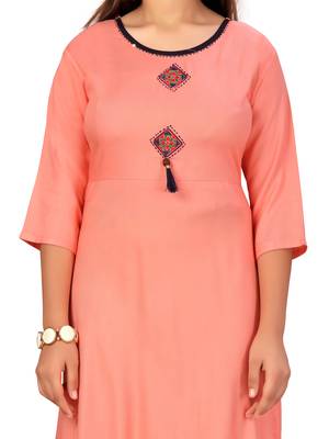 Orange plain cotton girls kurtis and bottom 5