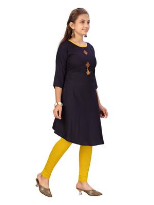 Blue plain cotton girls kurtis and bottom 2