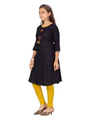 Blue plain cotton girls kurtis and bottom 3
