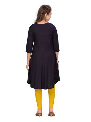 Blue plain cotton girls kurtis and bottom 4