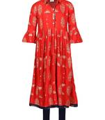 Red plain pure cotton girls kurtis and bottom