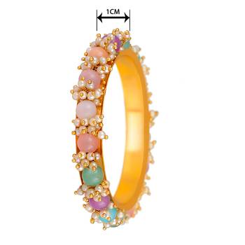 Gold Copper Antique Gold-Plated Beaded Kada Bangle 4