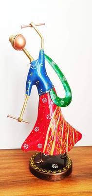 Antique Iron Dandiya Couple Showpiece - Set of 2 3