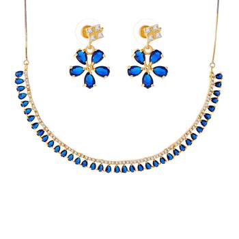 Blue cubic zirconia necklace-sets 3