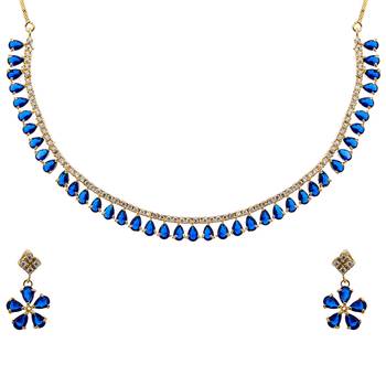 Blue cubic zirconia necklace-sets 4
