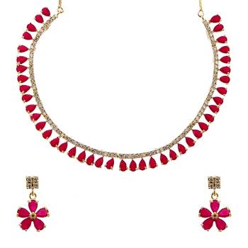 Red cubic zirconia necklace-sets 1