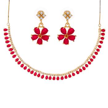 Red cubic zirconia necklace-sets 3