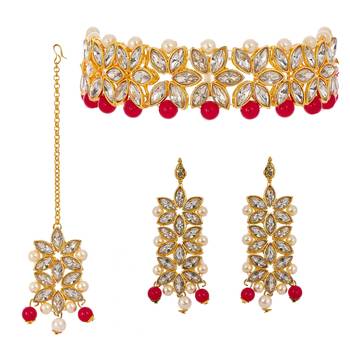 Red cubic zirconia necklace-sets 1