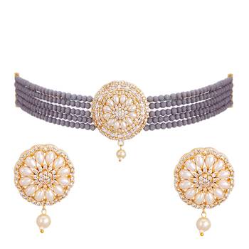 Grey cubic zirconia necklace-sets 1