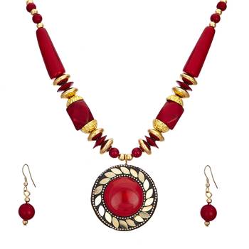 Red cubic zirconia necklace-sets 1