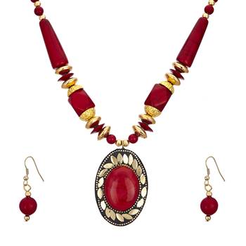 Red cubic zirconia necklace-sets 1