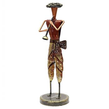 Antique Standing 3pc Metal Musician Set Art Sculpture Figurine Showpiece 3