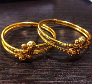 PLAIN GOLDEN BALLS PIPE BANGLES PARTY WEAR COLLECTIONS  Set for Women 1