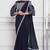 Navy blue embroidered net saree with blouse