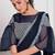 Navy blue embroidered net saree with blouse