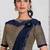 Navy blue embroidered lycra saree with blouse