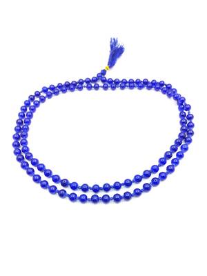 Raviour Lifestyle Natural Blue hakik mala original Blue agate 108+1 beads mala Blue Agate Stone Chain Neela  2