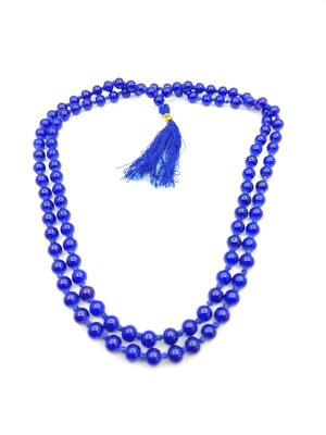 Raviour Lifestyle Natural Blue hakik mala original Blue agate 108+1 beads mala Blue Agate Stone Chain Neela  3